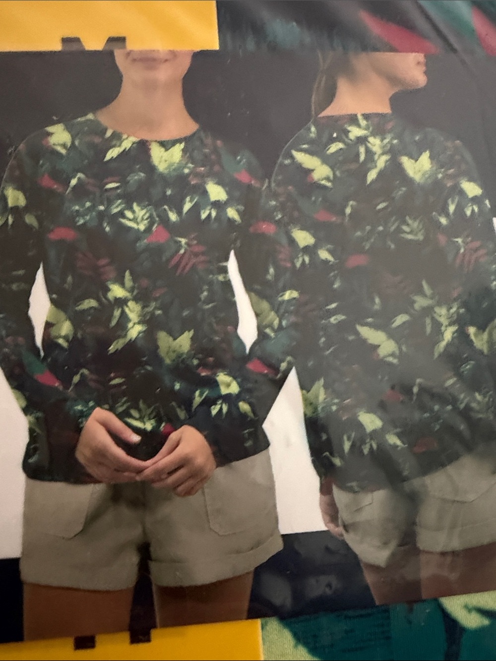 Long-Sleeve Floral Crewneck Sweatshirt - Black/Green